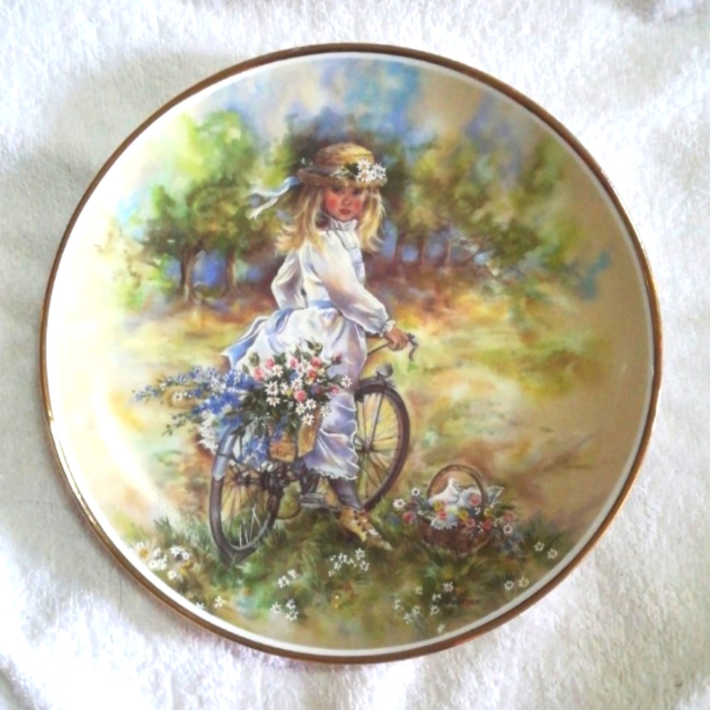 Vintage The Leonardo Collection Decorative Plate "Bicycle Ride" by Christine Haw